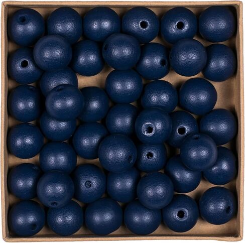 Decoendiy 100 Pieces Wood Beads for Crafts 20mm Colored Round Wooden Beads Natural Farmhouse Polished Loose Spacer Beads Wood Ball for Home Decor DIY Crafting (Navy Blue) in Saudi Arabia