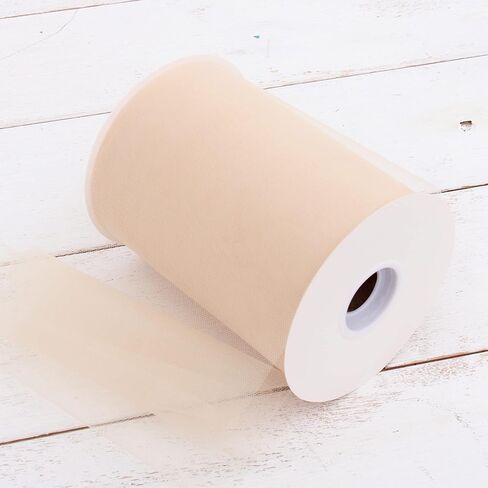 Threadart Premium Soft Tulle Mega Roll - 6 x 100 Yards (300ft) Fabric - for Wedding, Parties, Costumes, and Decoration - Beige in Kuwait