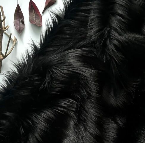 Bianna Pitch Black Luxury Faux Fur Fabric, by The Yard, American Seller, Shag Shaggy Material for Crafting, Sewing, Costumes, Fursuits, Home Decor (5x60 inches) in Kuwait