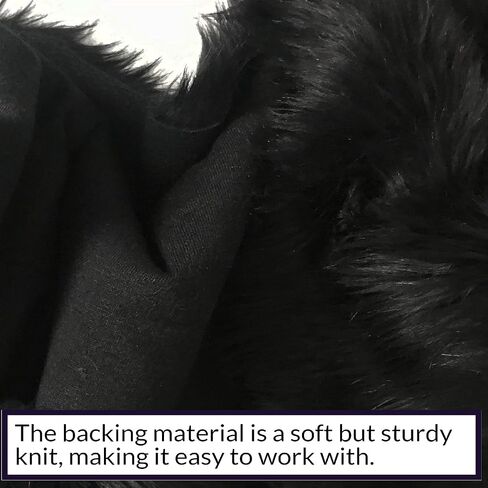 Bianna Pitch Black Luxury Faux Fur Fabric, by The Yard, American Seller, Shag Shaggy Material for Crafting, Sewing, Costumes, Fursuits, Home Decor (5x60 inches) in Kuwait