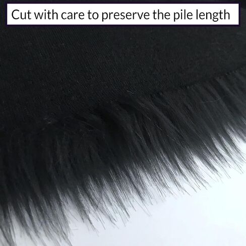 Bianna Pitch Black Luxury Faux Fur Fabric, by The Yard, American Seller, Shag Shaggy Material for Crafting, Sewing, Costumes, Fursuits, Home Decor (5x60 inches) in Kuwait