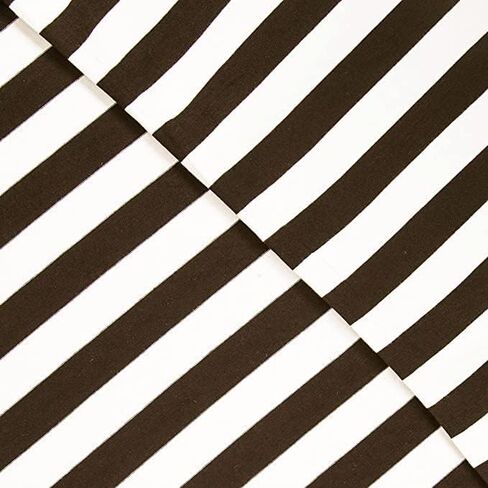 Fabricla Rayon Spandex Jersey Knit Fabric 1 "Stripes - 58/60" بوصة (150 سم) بعرضها على الفناء - 4 طريقة تمدد النسيج - الضوء إلى النسيج المتوسط ​​220 GSM - (قبالة أبيض ، أسود) - 2 ياردة in Kuwait