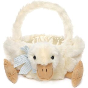 Bearington White Bunny Rabbit The Plush Easter Basket Bunny, 12 x 13 Inch Bunny Basket, Easter Basket for Babies