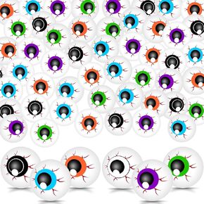 72Pcs Halloween Eyeballs 1.6In Plastic Scary Eye Balls Realistic Ping Pong Eyeballs Horror Props Fake Colorful Table Tennis Balls for Kids Adults Halloween Party Terror Props Decor