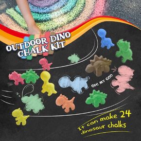 Premium Outdoor - Dinosaur Chalk DIY Kit Washable - Non Toxic Easy Clean up - Unleash your imagination for Kids - STEM Learning!