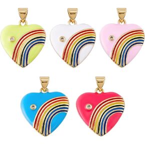 Beebeecraft 1 Box 18K Gold Plated Enamel Slipper Shoe/Bunny/Rainbow/Apple/Mushroom/Clown Charms for Bracelets Jewelry Making