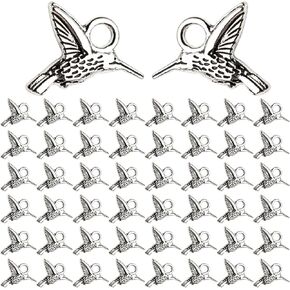 Framendino, Mini Hummingbird Charms Small Bird Pendant Beads Hummingbird Enamel Pendants for DIY Keychain Necklace
