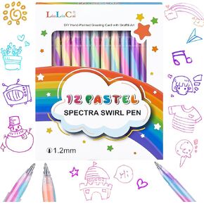 12 Pack Mixing of 3 Colors Rainbow Gel Pens Color Changing Ballpoint Pen Glitter Pen Set for Adults Coloring Books Drawing Doodling Scrapbooking Notes Updated Version