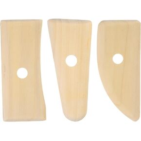 HARFINGTON 3pcs Pottery Ribs 11.7cm 12.7cm 12cm Wooden Clay Ceramic Sculpting Tools Set for Finishing Shaping and Smoothing Removing Finger Marks