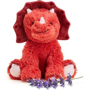 warmies Microwavable & Weighted Stuffed Animals, Red Triceratops - Heated Stuffed Animal Plushie for Warmth & Comfort - Cute Soft Plush Toys for Adults & Children (Boys, Girls, Babies & Toddlers)