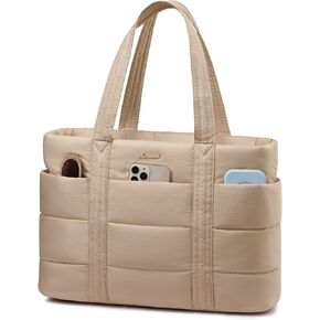 LOVEVOOK Tote Bag for Women, Large Puffer Work Tote Bag, Lightweight Travel Tote Bag with Zipper Gifts for Women