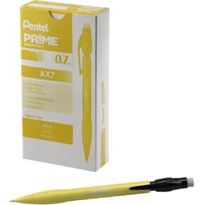 Pentel Prime Mechanical Pencil 0.7mm, Yellow Barrel, Box of 12 (AX7G)