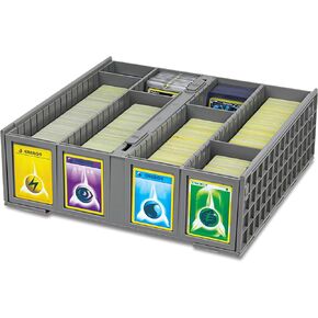 BCW Collectible Card Bin - Single Gray | Storage Box for Trading Cards | Holds 3200 Cards | Includes 4 Card Storage Partitions | Loose Trading Card Storage for Pokemon, MTG, and Sports Cards