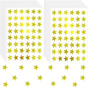 960 Pcs Gold Star Stickers 0.6" Small Star Stickers Reward Stickers for Children Ideal for Behavior Chart Classroom Teacher Supplies, DIY, Home （20 Sheets）