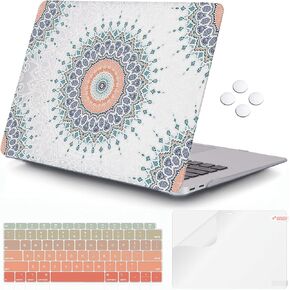 iCasso Compatible with MacBook Air 13 Inch Case 2018-2020 Release A2337M1/ A2179/A1932 with Retina Display Touch ID,Hard Plastic Shell Case and Keyboard Cover for MacBook Air 13 - Mandala & Lace