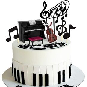 موسيقى الكعكة الموسيقية أعلى القبعات البيانو كعكة الكمان مجموعة مع Piano Violin النتيجة النتيجة ملاحظة للموسيقى Piano Violin Party Birthday (Piano Violin)