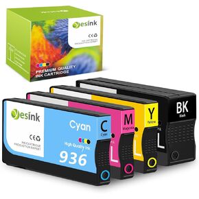 936 936e 936xl 936 XL Ink Cartridges Replacement for HP 936 936e 936 XL 936xl Ink Cartridges for HP Printers Combo Pack Works with OfficeJet 9120 OfficeJet Pro 9110 9120 9130 (4-Pack) (4)