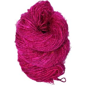 Handspun المعاد تدويره ساري خيوط الحرير - الوردي | 100 غرام ، 170 ياردة | مصادر أخلاقيا ، نابضة بالحياة وصديقة للبيئة