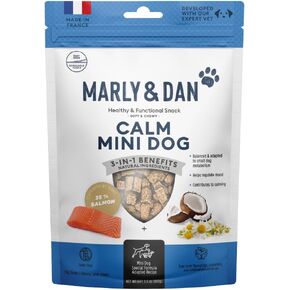 Marly & Dan Small Breed Calming Dog Treats for Small Dogs, Functional Mini Dog Treats Made in France with Salmon, Chamomile, and Sweet Potato for Anxiety, Stress, & Relaxation, 3.5 oz Bag