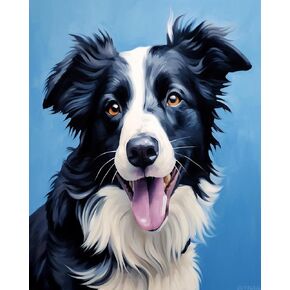 ZUVRDIAI Paint by Numbers for Adults Beginner, Oil Painting Style Border Collie, DIY Easy Oil Painting Kits Gifts for Dog Lovers, Pet Dog Painting on Canvas, 40x50cm, Without Frame