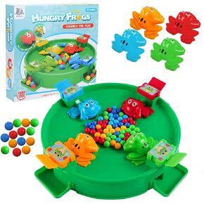 Classic Hungry Kids Board Games-Plastic Intense Game of Quick Reflexes Bead Toy,Children's Preschool Desktop Toy,Frog Eating Beads Game Fine Motor Training Toy for Kid Adult 2 to 4 Play