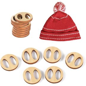 60pcs Pom Poms Buttons for Hats, 0.79x0.79 inch Handmade Wooden Buttons Removable Hat Button Faux Fur Pom Pom Keepers Holder for Knitted Beanies Fastener Craft Accessories (Round)