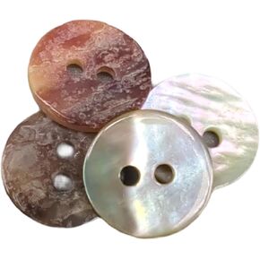 Natural Mother-of-Pearl Shell Buttons - Nacar - AKOYA - 2 Holes Round Sewing Buttons - Iridisdent Color - Produced and Shipped from Spain (12 mm)