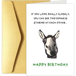 Chenive Funny Donkey Birthday for Him Her, Quirky Birthday Card for Friend Brother Sister, Humorous Birthday Greeting Card for Men Women, Two Donkeys Staring at Each Other in Kuwait
