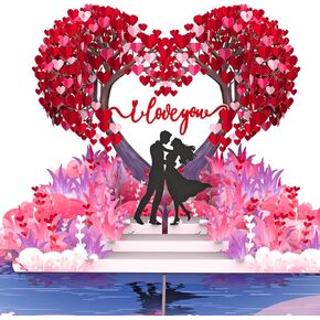 HEARTAGS- Anniversary Card, 6x8 in Tree Of Heart Pop Up Anniversary Card for Wife, Husband, Him, Her, Couple, Mothers Day for Wife, Pop Up Birthday Boyfriend, Girlfriend With Envelope