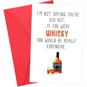 بطاقة عيد ميلاد ويسكي مضحكة ، 8.07x5.3 بوصة ويسكي تحية بطاقة عيد ميلاد الفكاهة بطاقة عيد ميلاد الويسكي تزيين لها لها 30 40th 50th 60th السبعين ديكور حفلة عيد ميلاد سعيد (برميل خشبي) in Kuwait