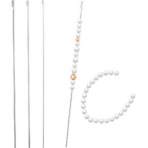 Nogeqi 4 Pcs Beading Needles for Jewelry Making,4 Thickness Styles Bead Spinner Needles,Bead Threader,Needle-Free Beading Supplies for Beaded Bracelets, Necklaces, DIY Handmade