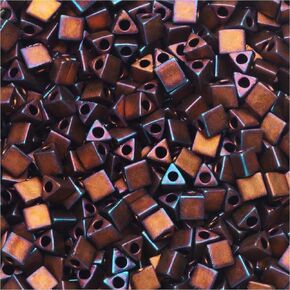 Miyuki, Sharp Triangle Beads 8/0, 7.2 Grams, Matte Metallic Dark Raspberry