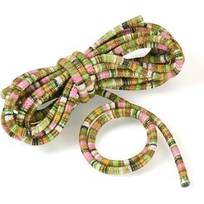 Beadthoven 5.47 Yards Ethnic Style Cloth Cords, Bohemian Round Braided Thread String Colorful Rope Gold Elastic String Ethnic Rope for DIY Bracelets Necklace Jewelry Making Gift Wrapping (Blue)