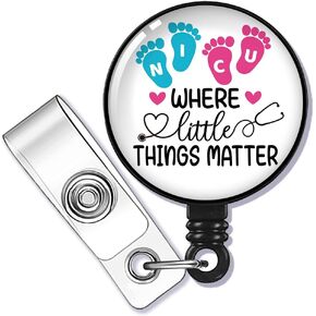 Where Little Things Matter Nurse Badge Reel, with Shark Clip Metal Clip Medical Work Office Doctor Nurse Name ID Tag Card, Gift for Doctor Nurse Colleagues.