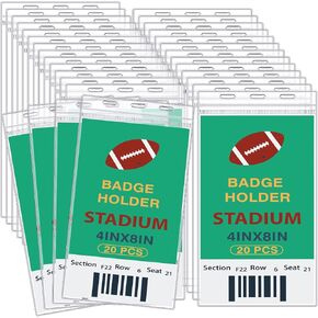 Patelai 4 x 8 Inch Plastic Badge Holder Bulk Clear Vinyl ID Protector Sleeves Card Ticket Credential Badge Sleeves Vertical Waterproof Badge Holder Name Tag Holder for Sporting Events (100 Pcs)