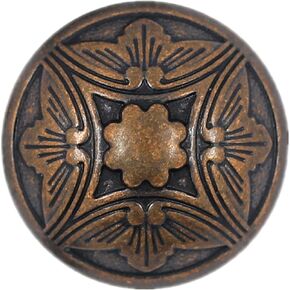 Bezelry 12 Pieces Embossed Flower Domed Metal Shank Buttons. 21mm (13/16 inch) (Antique Brass)