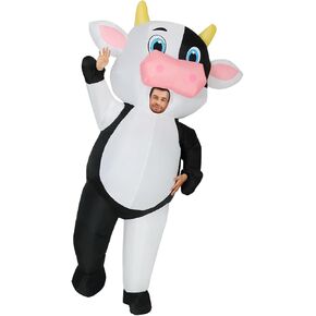 GOOSH Inflatable Cow Costume for Adluts Blow up Halloween Costumes Men Women 72IN Funny Blow up Cow Costume for Halloween Party Cosplay