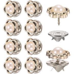 uxcell 10 Sets Pearl Brooch Buttons, 11.5 mm No Sew Pearl Buttons Pins Detachable Brooch Anti-Exposure Fixed Cover Up Bottons Pins for Clothes, Coat, Cardigan, DIY Craft, Sweaters (White)
