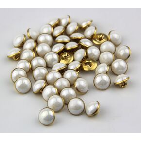 RayLineDo 25Pcs Pearl White Half Resin Dome Cap Copper Base Crafting Sewing DIY Buttons-13mm