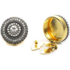 Rhinestone Button Button Cover for Shirts Bling Cufflinks No Sewing Buttons Sleeve Clothing Decoration Button Clips for Formal Business Wedding Tuxedo Luxury Gifts (black)