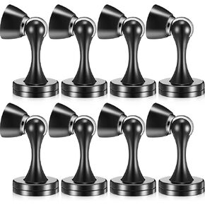Shimeyao 8 Pack Magnetic Door Stop Floor Mounted Door Stopper Magnetic Catch Wall Mounted with Catch Holder with Screws for Hold Open Wall Protector(Black)
