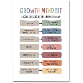 Classroom Growth Mindset Posters Positive Affirmations Quotes Canvas Wall Art Mental Health Therapy Office Motivational Decor Kids Educational Prints for Calming Corner Decorations 12x16in Unframed