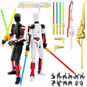 T13 Action Figure Already Assembled, 5-Pack Multi-Colored Titan 13 Action Figure Set Dummy with Laser Saber 3D Printed T 13 Lucky 13 Robo 13 Nova 13 Action Figures, Figura de acción t13, 5 Colors