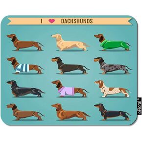oFloral Dachshund Dog Gaming Mouse Pad I Love Dachshunds Letter Brown Black Green Dogs Decorative Mousepad Rubber Base Home Decor for Computers Laptop Office Home 7.9X9.5 Inch