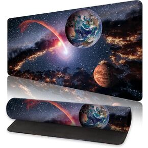 Gaming Mouse Pad Fun Beach Pineapple 31.5x11.8inch Large Computer Keyboard Mouse Mat with Non-Slip Base and Stitched Edge for Home Office Gaming Work
