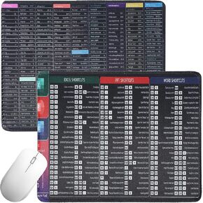 2 Pack Excert Cut Mouse Pad 10.24 × 8.27 بوصة لوحة مفاتيح ومسند الماوس Mousepads للاختصارات التفوق المكتبي ورقة الغش قاعدة مطاطية غير انزلاق ، حواف مخيط متينة