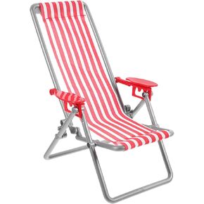 Abaodam Dollhouse Beach Chair Model Miniature Beach Folding Chair Decor Beach Cake Decorations Plastic Beach Lounge Chairs Mini Dolls House Furniture Miniature Folding Beach Chairs