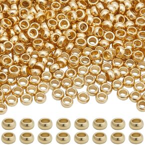Beebeecraft 1 Box 500Pcs Crimp Beads 18K Gold Plated 316 Stainless Steel Loose Spacer Stoppers Crimping Tube Spacers Cord End Caps for DIY Jewelry Making(Hole: 1mm)