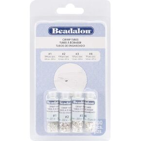 Beadalon Crimp Tubes Variety Pack Sizes 1 2 3 & 4 600/Pkg-Silver-Plated Fabric