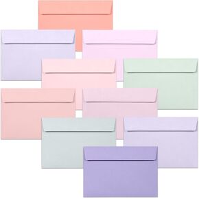 A4 Envelopes, 100-Pack Colored Envelopes 4x6, Envelopes for Invitations, Pastel Colored Envelopes, A4, 4 1/4 x 6 1/4 Inches, 10 Pastel Colors